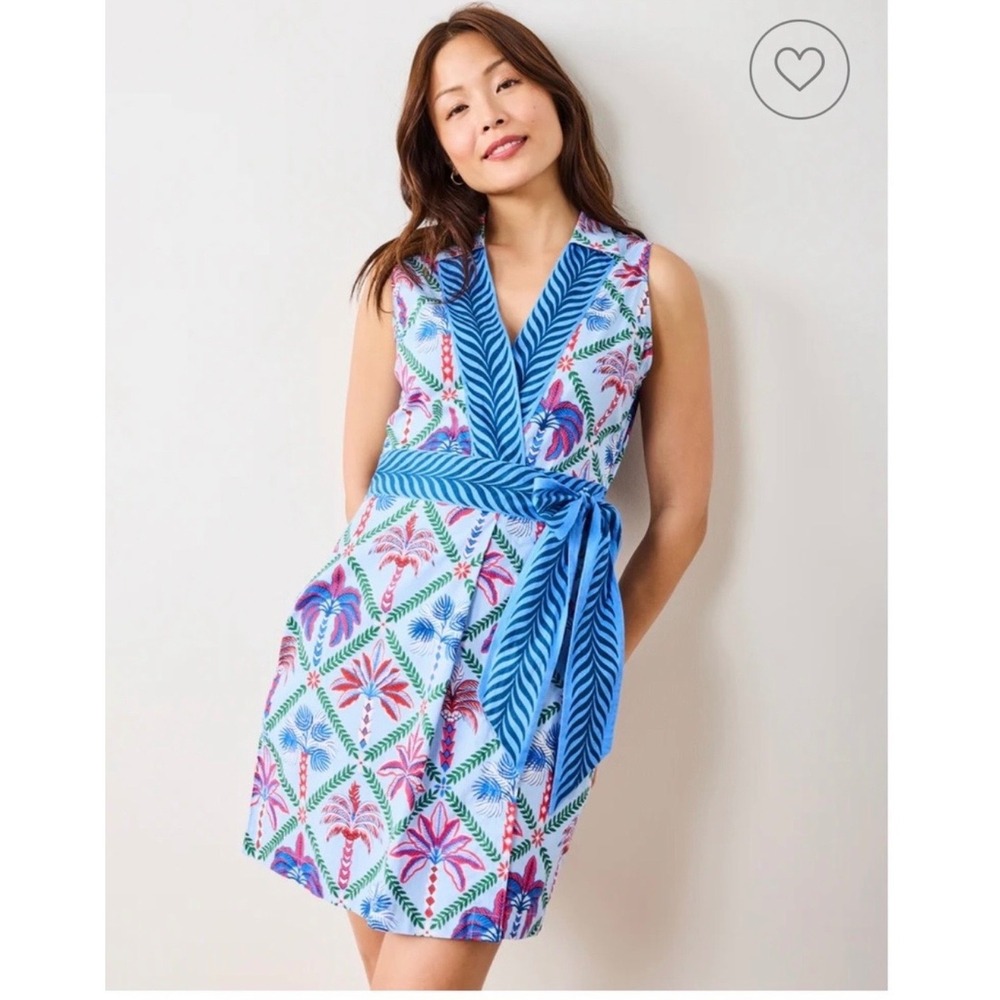 Printfresh Lucia Wrap Dress Palm Tree Paradise Tropical Resort Organic Cotton XL